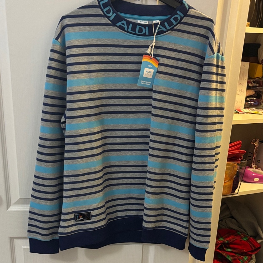 Aldi unisex Striped Blue Sweater NWT